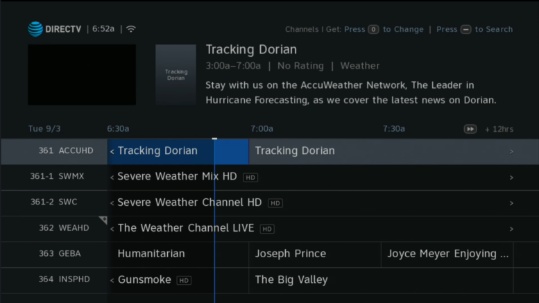 Channel is the weather Channel on Directv